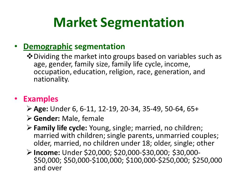 Market Segmentation Variables & Characteristics